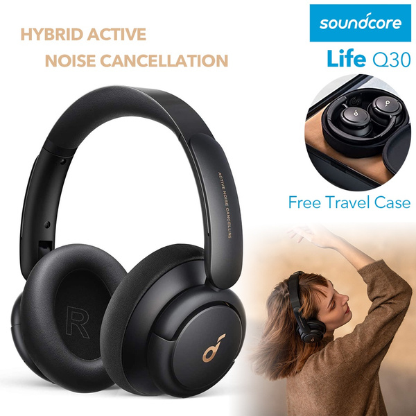 Refurbished Soundcore by Anker Life Q30 Hybrid Active Noise Cancelling  Headphones with Multiple Modes, Hi-Res Sound, Custom EQ via App, 40H  Playtime, Comfortable Fit, Bluetooth Headphones, Multipoint Connection