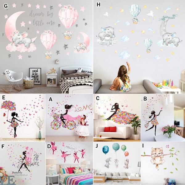  Butterfly Girl Wall Stickers Flower Fairy Wall Decal