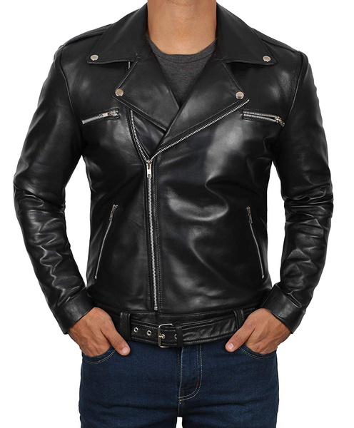 Real Leather Biker Negan Leather Jacket From The Walking Dead TV Series ...
