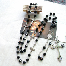 rosary, Joyería de pavo reales, Cross Pendant, religiousnecklace