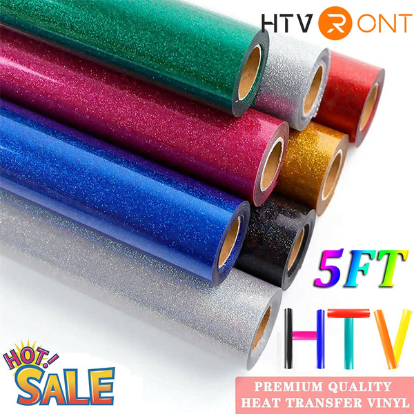 HTVRONT 5FT Glitter Heat Transfer Vinyl, HTV Vinyl Roll for DIY T-shirts Iron  on for Cricut DIY T-Shirt