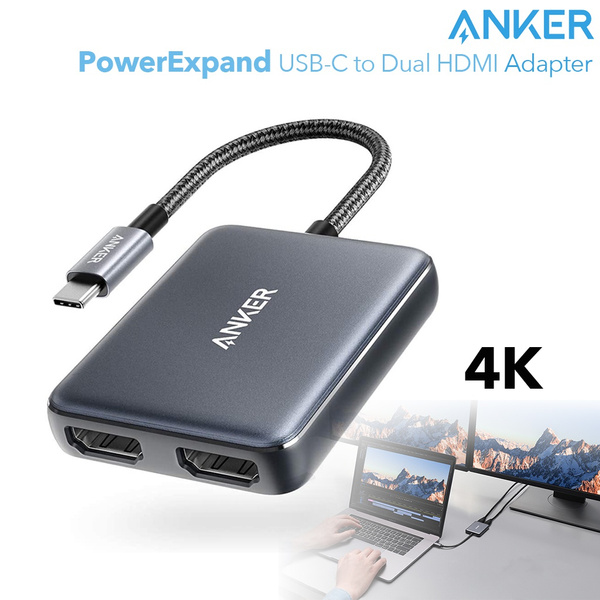 veteran Slip sko personificering Refurbished Anker USB C to Dual HDMI Adapter, Compact and Portable USB C  Adapter, Supports 4K@60Hz and Dual 4K@30Hz, for MacBook Pro, MacBook Air,  iPad Pro, XPS, and More [Compatible with Thunderbolt