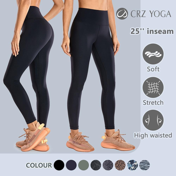 CRZ YOGA Womens Naked Feeling Workout 7/8 Yoga Leggings - 25 Inches High  Waist Tight Pants