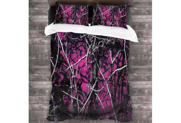 Pink Muddy Camo 3 Piece Bedding Set 86X70 Soft Cozy Warm