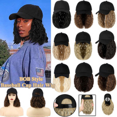 wig, shorthairwig, Adjustable Baseball Cap, Fashion