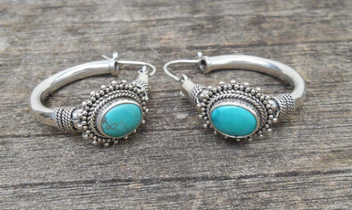 Sterling, Turquoise, sterling silver, Earring
