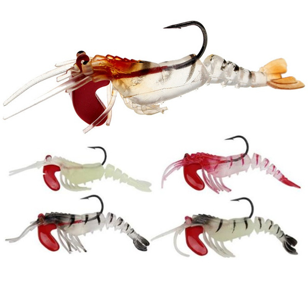 8.9cm/10.5g Multinode Shrimp Lures Sea Fishing with Luminous Prawns