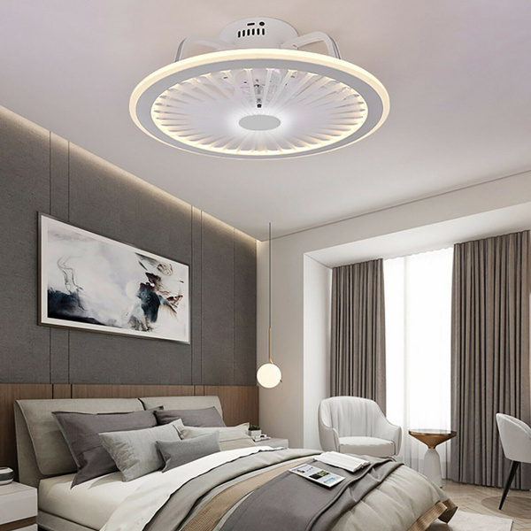 Modern LED Round Dimmable Chandelier LED Acrylic Ceiling Fan Bedroom ...