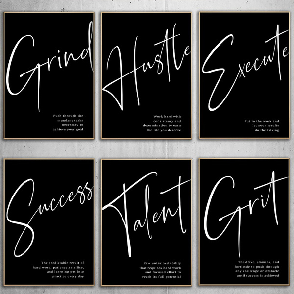 Motivational Office Quotes Hustle Success Grind Prints Canvas Poster ...