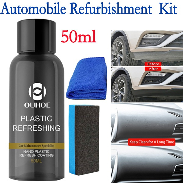 OUHOE 50ml Automobile Plastic Refurbishment Agent Kit Car Cleaning Agent  Dial And Interior Decoration Retreading Glazing Plastic Fading Repair