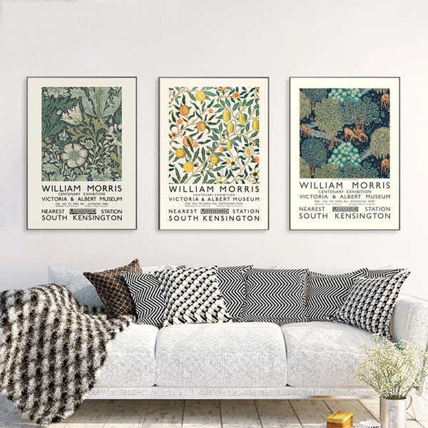 Stampa Su Tela Victoria And Albert Museum Poster Della Mostra London Underground William Morris Wall Art Painting Home Decor 60x80cm (24x32in) X3 Senza cornice