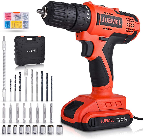 20V Cordless Drill Driver 2 Batteries and Charger 3/8 in Keyless Chuck