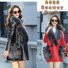 fur, 2021wintercloth, Long Coat, leather
