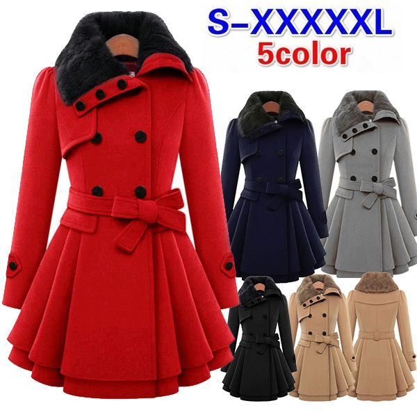 JZDH Down Jackets Women Wool Blend Warm Long Coat Female Slim Fit Lapel  Woolen Overcoat Classic Coat Double Breasted Woolen Jackets Winter (Color :  Caramel, Size : US-Size L) price in Saudi