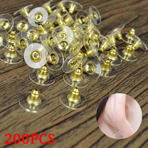 200/100pcs Rubber Silicone Round Earring Back Plugging Stoppers DIY  Anti-allergic Stud Earrings Post Nut for Jewelry Findings & Accessories