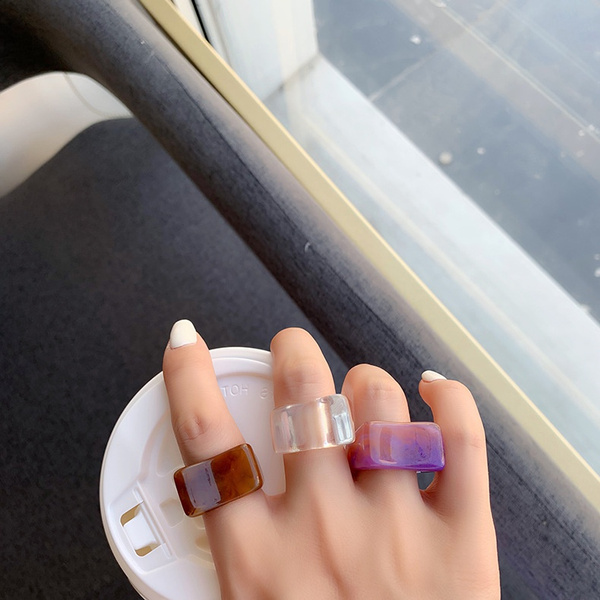 Resin Rings Chunky Acrylic Rings For Women Rings Colorful Finger