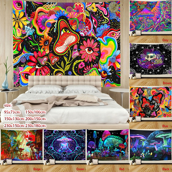 3D printing psychedelic mushroom tapestry hippie colorful art wall