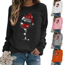 Women, christmaswineglasstop, sweaters for women, Sleeve