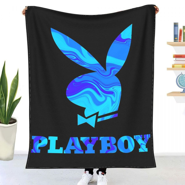 Playboy Bunny Aesthetics Liquify Funky Cool Y2k Blue Throw Blanket