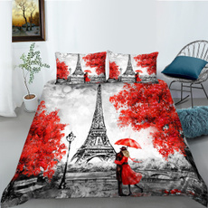 Home textile, 3dredmapleleavesandeiffeltowerprinted, Beds, Eiffel Tower