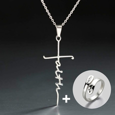 Steel, faith, faithring, Cross necklace
