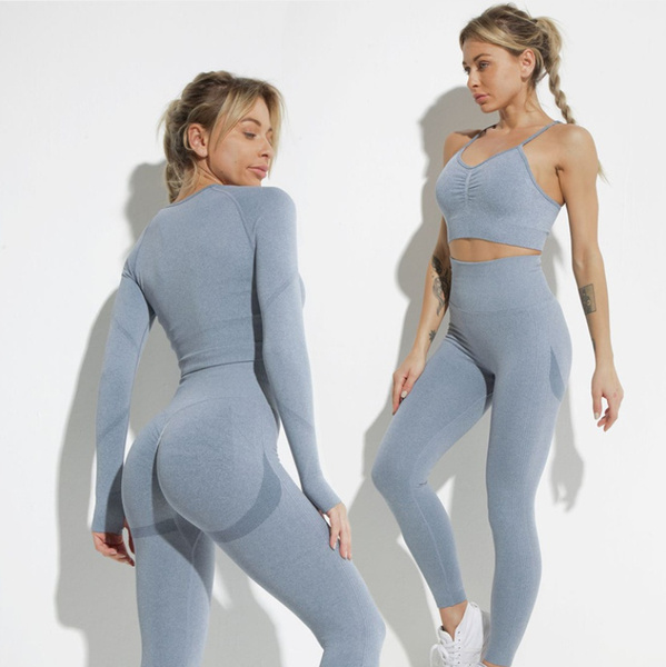 Yoga Clothing Set Sports Suit Women Sports Outfit Fitness Set Athletic Wear  Gym Seamless Workout Clothes for Women-T27-2F-White,S : : Fashion