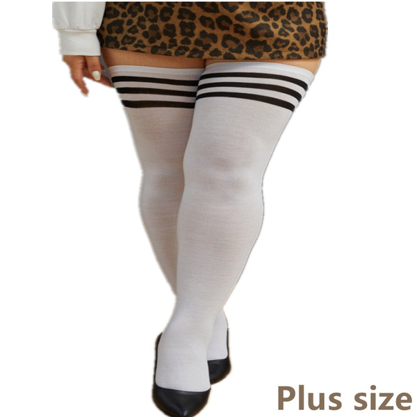 Curvy Women Large Size Striped Thigh 