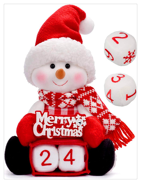 Christmas Advent Calendar 2021 Snowman Plush Doll Decorations Stuffed