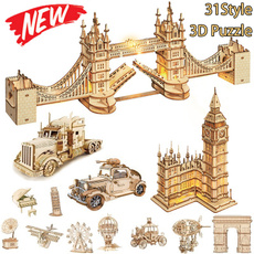 Truck, Toy, Jeep, woodenassemblypuzzle