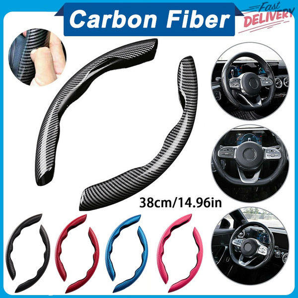2x Carbon Fiber Steering Wheel Booster Grip Covers – Anti-Slip Universal Fit