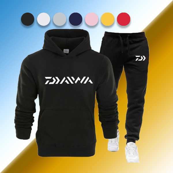 Daiwa Fishing Logo Hoodie Set Men's Fashion Printed Casual Hoodie + Pants  Set Sport Suit Jogging Suit Two Piece Set