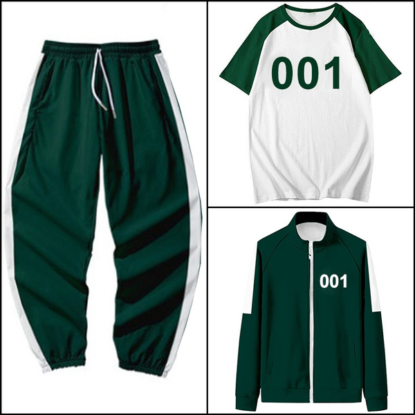 Squid Game Costume 3D Printed TShirts Standup Collar Zipper Jacket Sports Sweatpants for Men
