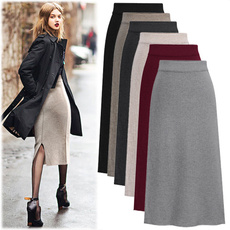woolen, long skirt, high waist, long dress
