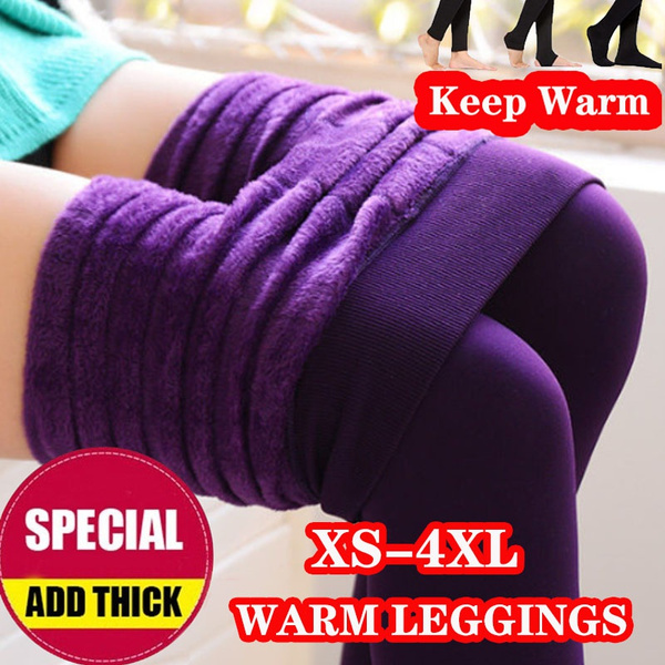 Women Brushed Stretch Thick Autumn and Winter Pants Tight Warm