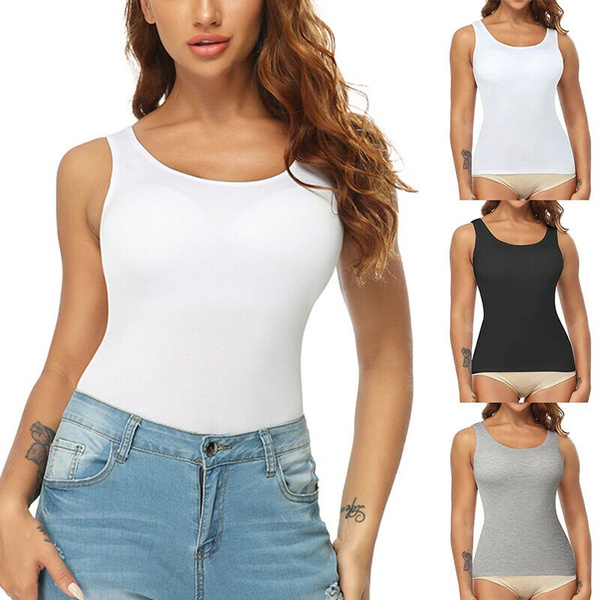 Women Seamless Tank Top Slimming Cami Shaper Vest with Padded Built in Shelf  Bra Belly Control Camisole Undershirt Body Shapewear