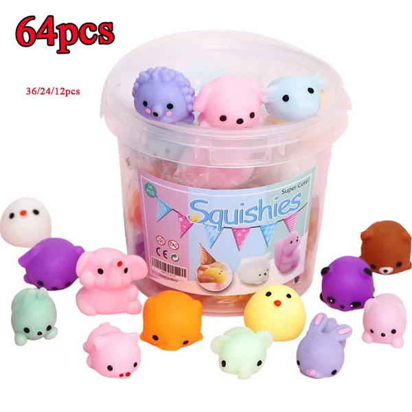 64/36/24/12 Pcs Squish Stress Toy Office Decompression Toy Mochi Squishy  Toys Mini Animals Soft Squeeze Stress Toys Decompression Fidget Toy Stress  Relief Anxiety Toys for Kids and Adults | Wish