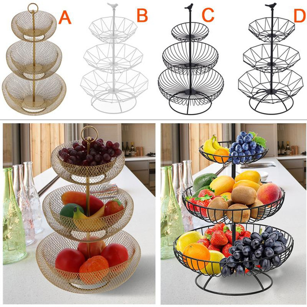 Fruit Basket Bowl 3 Tier Metal Fruit Stand Holder Wire Fruit Basket For