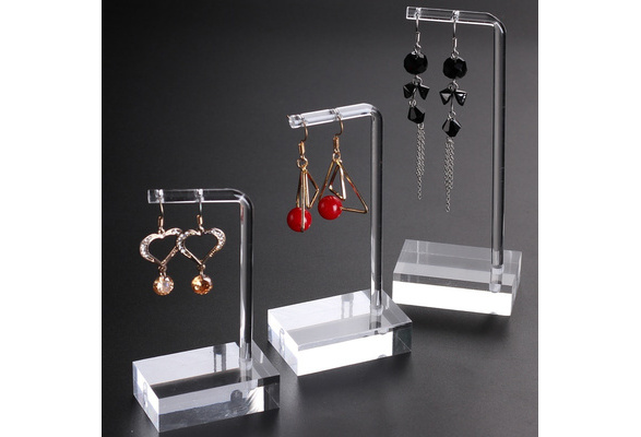 WD2005 Wooden Jewelry earring rack display with 20 black hooks