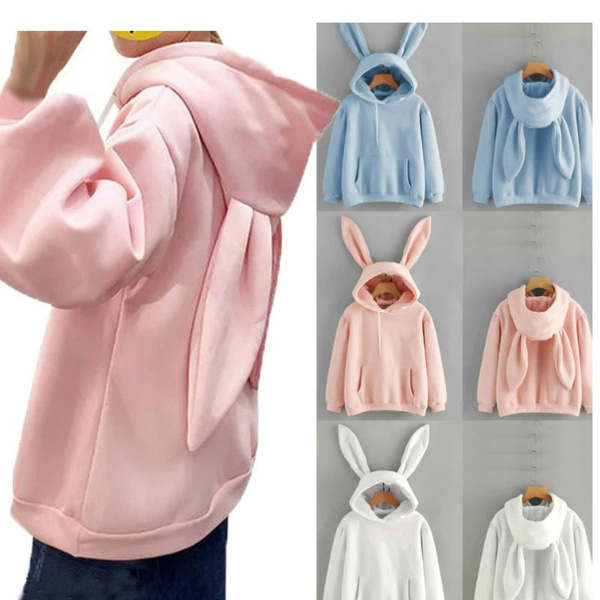 Bunny hoodie with discount ears plus size