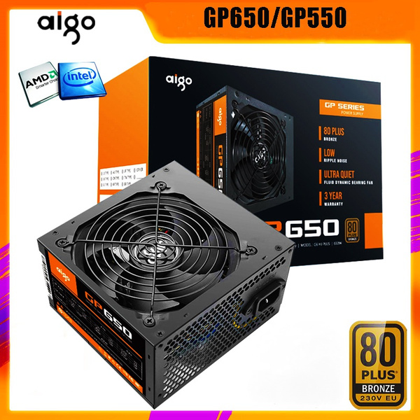 New Aigo GP650/GP550 Desktop Power Supply PSU PFC Silent Fan ATX 24pin