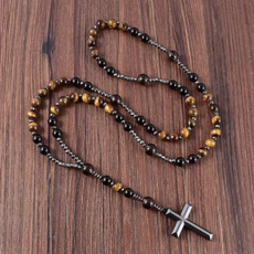 Tiger, eye, Cross necklace, Cross Pendant