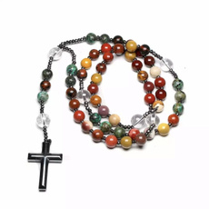 Bead, quartz, rosary, Cross necklace