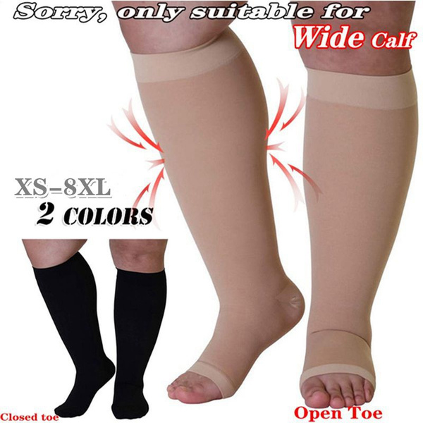 XS-8XL Opaque Plus Size Compression Socks Knee-Hi 15-40 Mmhg Wide Calf  Graduated Compression Stockings Relief Pain Support Socks Compression Socks  Open Toe /Closed Toe