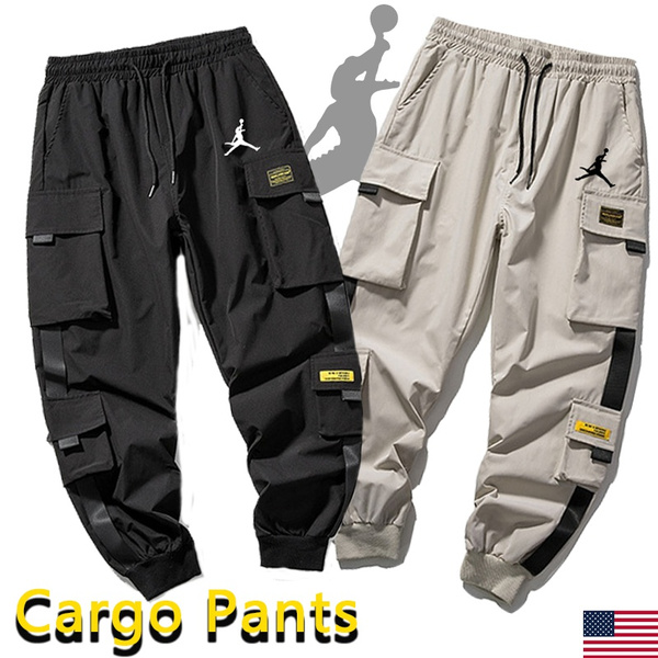 Hip Hop Ribbons Cargo Pants Men Joggers Pants Streetwear Men Fashio