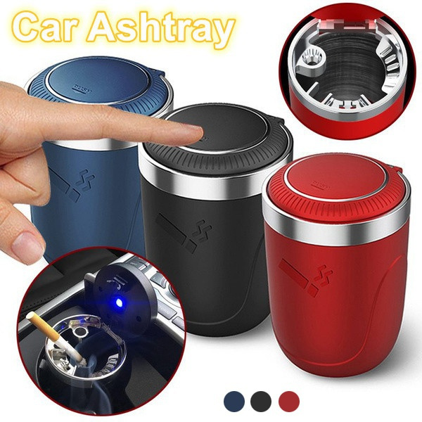 Portable Car Ashtray Cup Holder with Lid Led Light Cigarette for Car