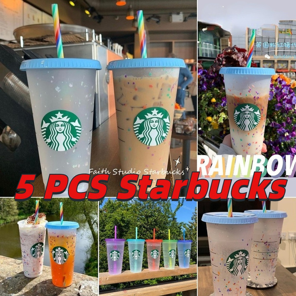 Set of 5 Starbucks Colorful Cups - 24 oz