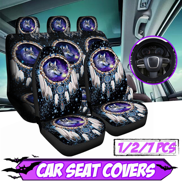7 2 1pcs Universal Wolf Printing Full Set Five Seat Cover Car Steering Wheel Style Gift Covers Protector Wish - Seat Covers And Steering Wheel Cover 7 2 1pcs Universal Wolf Printing Full Set Five Seat Cover Car Steering Wheel Style Gift Covers Protector Wish - Seat Covers And Steering Wheel Cover