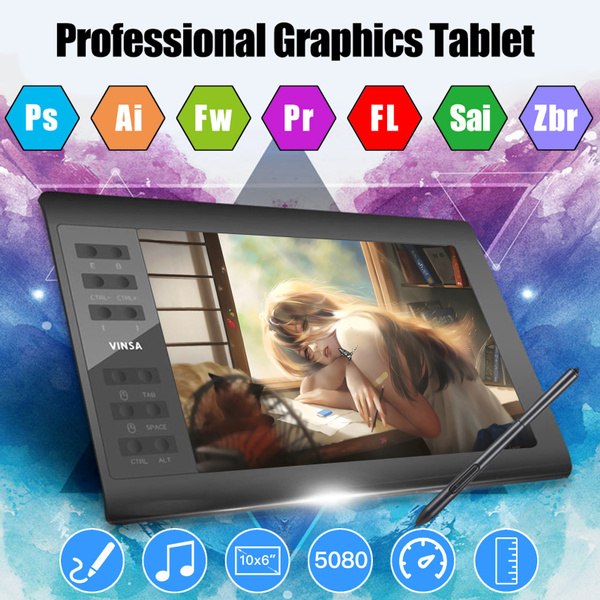 TeinenRon Graphics Drawing Tablet,10x6 Inch Drawing Tablet with 8192 Levels  Battery-Free Pen and Bracket,12 Hot Keys,Digital Drawing Pad Compatible