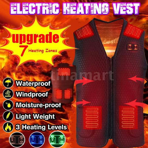 2022 New Heating Vest Warmer 3 Speeds Adjustable Temperature 7 Heating