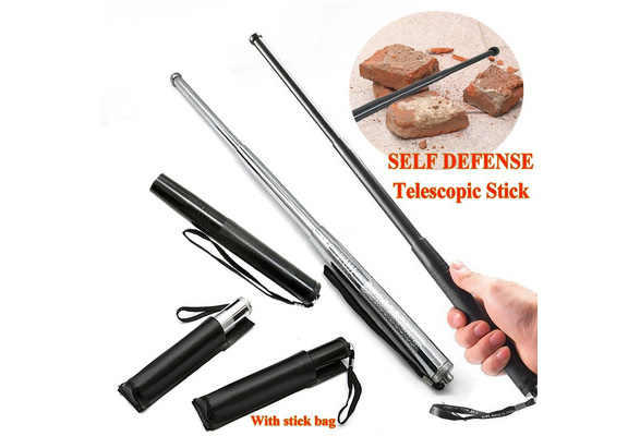 Telescopic Baton Outdoor Portable Crowbar Black/silver Three-section Swing  Sticks Self-defense Tool